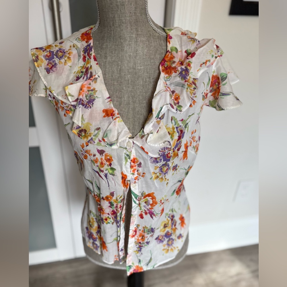Floral Ruffle Blouse- like new - Picture 2 of 4